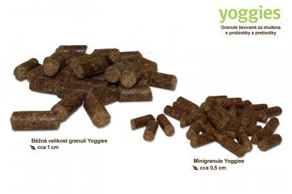 15kg Yoggies Hypoalergenní MINIGRANULE pro psy s kozím masem, lisované za studena