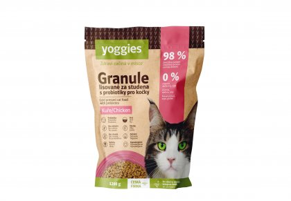 3,6kg Yoggies Granule pro kočky s kuřecím masem, lisované za studena s probiotiky, výhodné balení