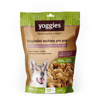 Yoggies hypoalergenní bezlepkové suchary s hmyzím proteinem a kurkumou 150g