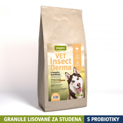 10kg Yoggies VET Insect Derma s hmyzím proteinem, granule lisované za studena s probiotiky