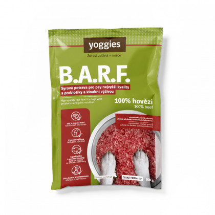 500 g Yoggies B.A.R.F. 100% hovězí s probiotiky a kloubní výživou