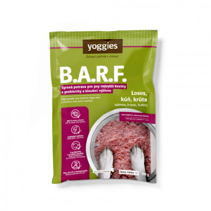 2 kg Yoggies B.A.R.F. Losos, kůň, krůta s probiotiky a kloubní výživou