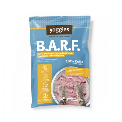 250 g Yoggies B.A.R.F. 100% Krůtí komplet s pivovar. kvasnicemi a konopným olejem s probiotiky a kloubní výživou 