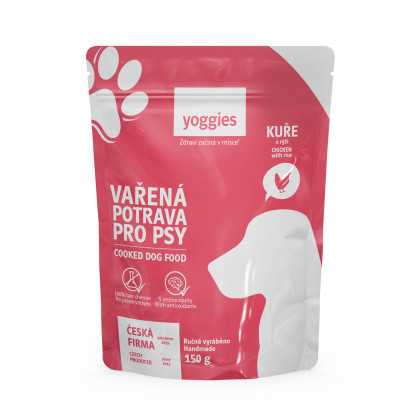 650g Yoggies Vařená potrava pro psy – kuřecí maso s rýží
