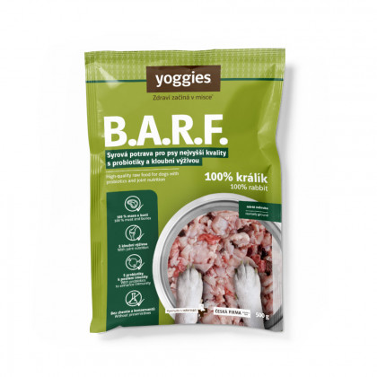2 kg Yoggies B.A.R.F. 100% králík s probiotiky a kloubní výživou