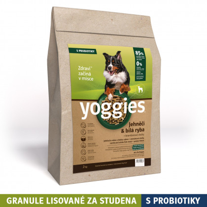 2kg, Jehněčí a bílá ryba, granule lisované za studena s probiotiky Yoggies