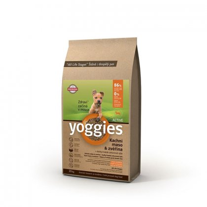 MINIGRANULE Yoggies Active 20kg, kachna a jelen, granule lisované za studena