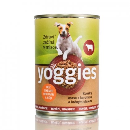 6+1 zdarma (7x400g) hovězí konzervy pro psy Yoggies s karotkou a lněným olejem