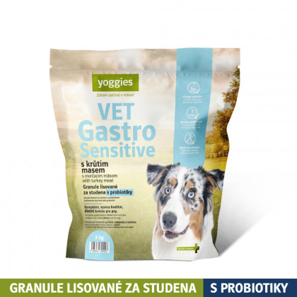 5kg Yoggies VET Gastro Sensitive s krůtím masem, granule lisované za studena s probiotiky