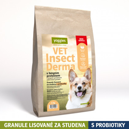 5kg Yoggies VET Insect Derma s hmyzím proteinem, minigranule lisované za studena s probiotiky