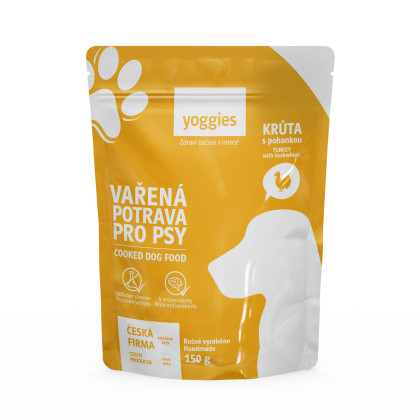 650g Yoggies Vařená potrava pro psy – krůtí maso s pohankou