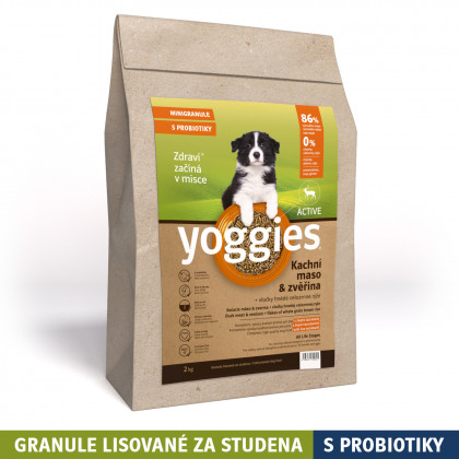 MINIGRANULE Yoggies Active 2 kg, kachna a zvěřina, granule lisované za studena